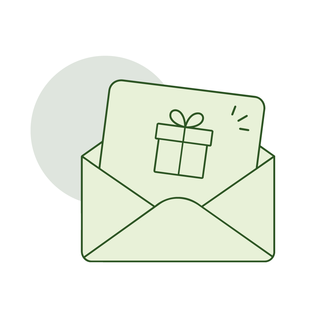 A gift card arriving in an envelope