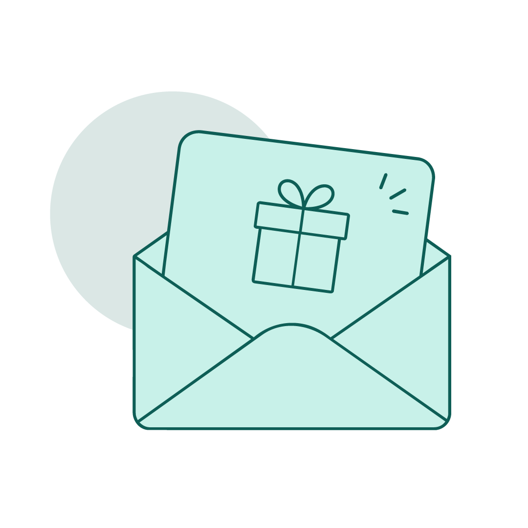 A gift card arriving in an envelope